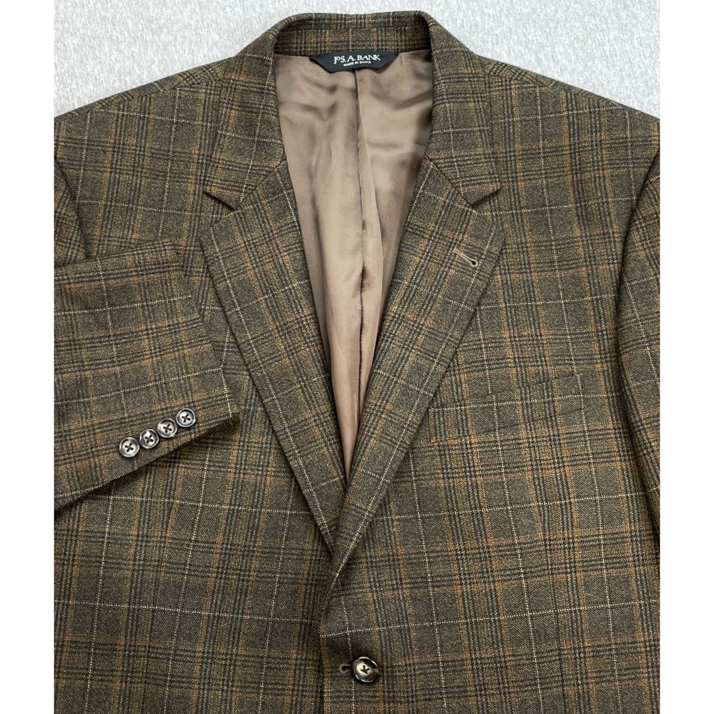 Jos A Bank Blazer Mens 44S Plaid 100% Wool 2-Button Single Breast